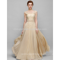 Elegant Scoop Neck Lace Applique Floor Length Evening Dress